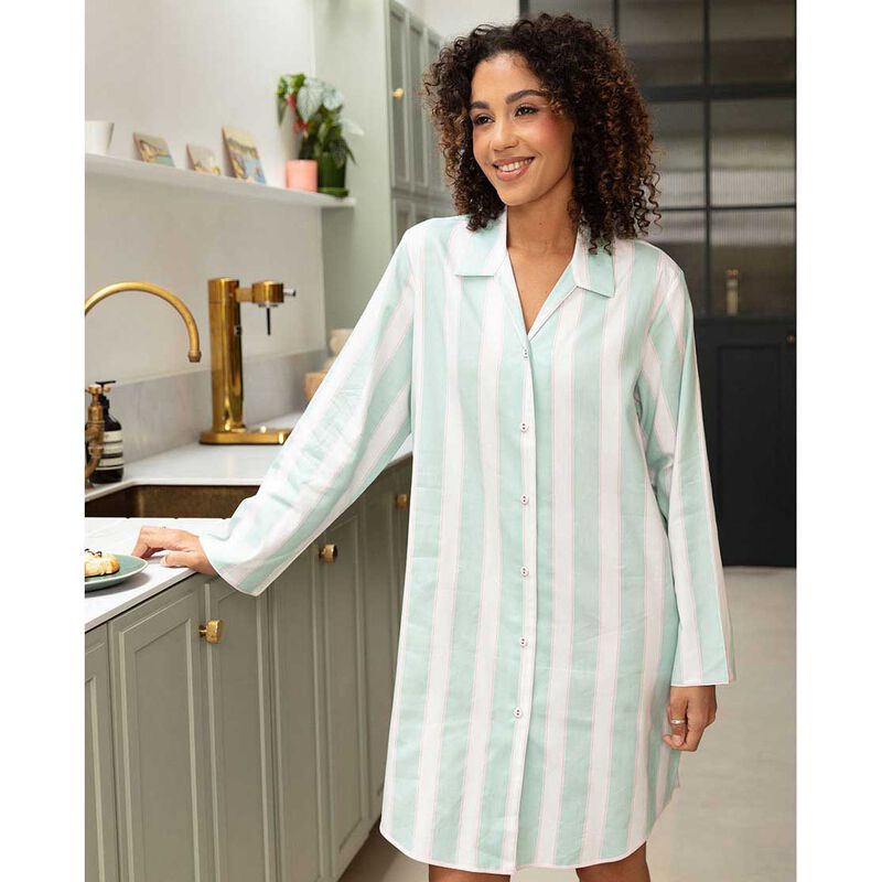 Cyberjammies Francesca Mint Printed Stripe L/Slv Nightshirt image number 2